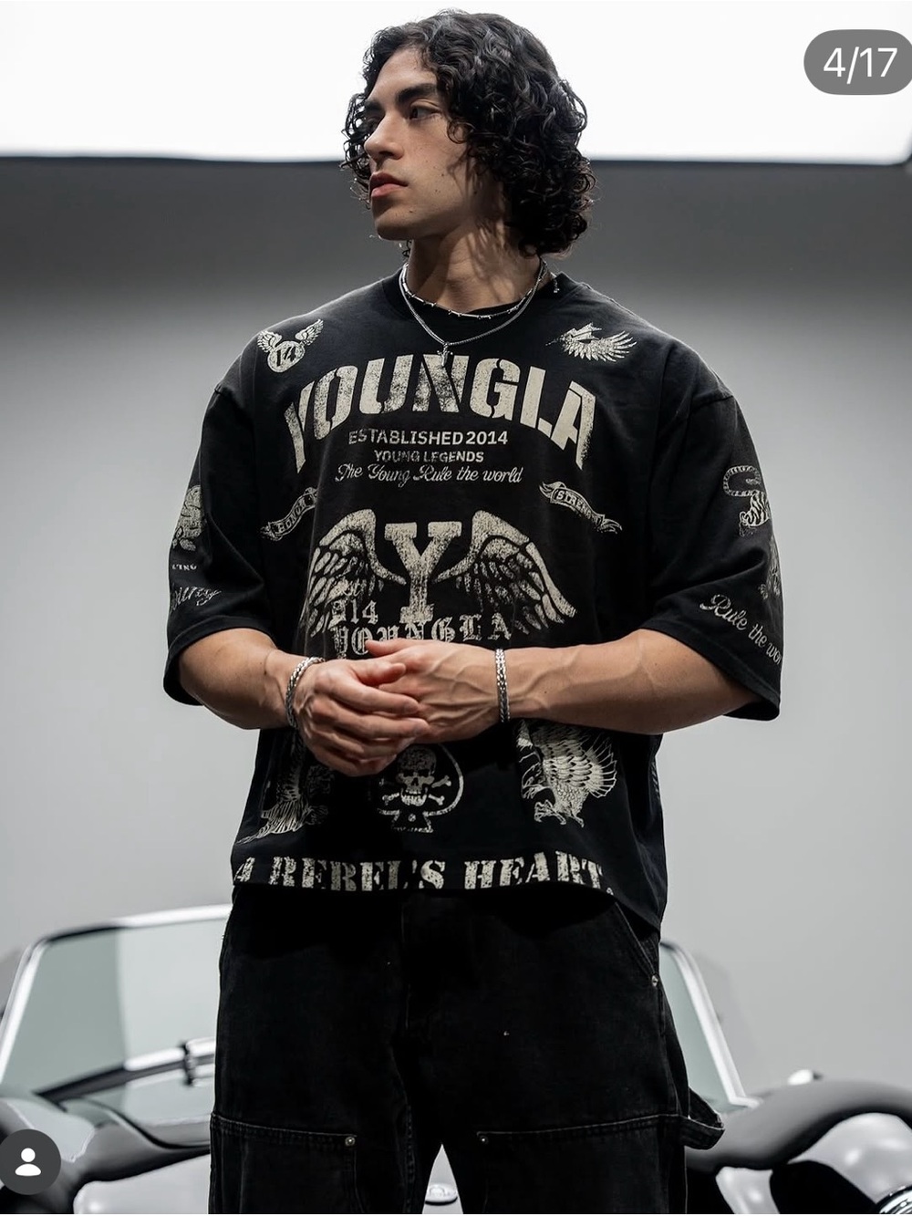 YoungLA Black Rebel Tee size M